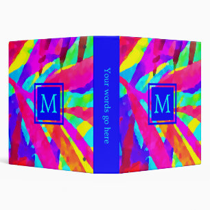 Monogram Bright Colorful Pattern 3 Ring Binder