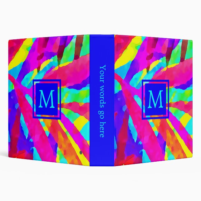Monogram Bright Colorful Pattern  3 Ring Binder (Background)