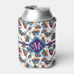 Monogram | Bright Hibiscus Pattern Can Cooler