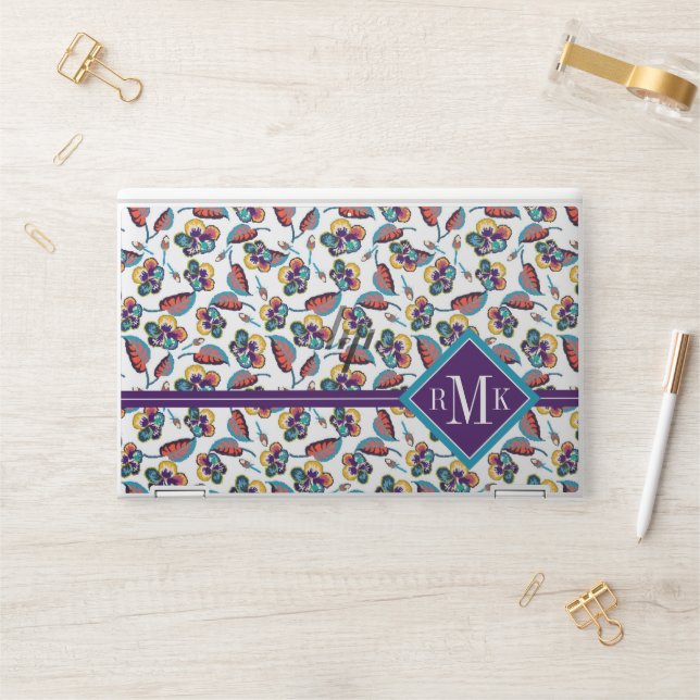 Monogram | Bright Hibiscus Pattern HP Laptop Skin (Desk)