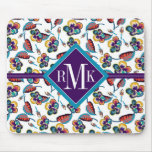 Monogram | Bright Hibiscus Pattern Mouse Pad