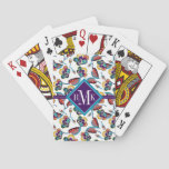 Monogram | Bright Hibiscus Pattern Poker Cards