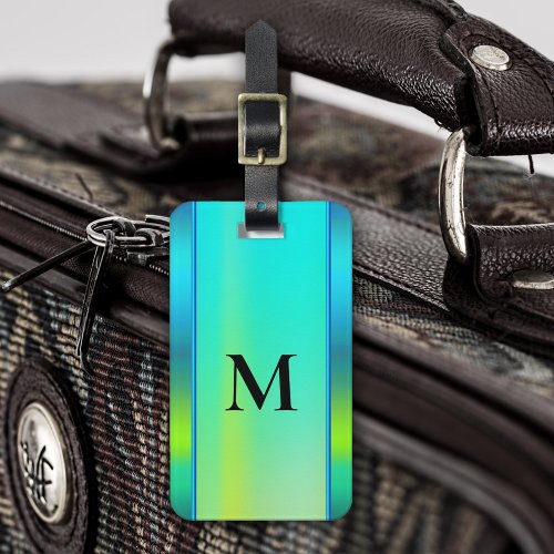 Monogram Bright Neon Turquoise Luggage Tag