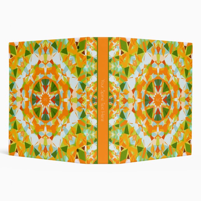 Monogram Bright Orange Green Star Back to School 3 Ring Binder (Background)