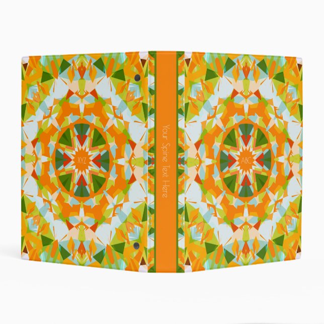 Monogram Bright Orange Green Star Back to School Mini Binder (Background)