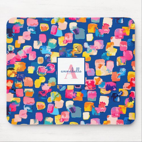 Monogram Bright Painted Abstract Personalized iPad Mouse Pad