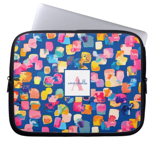 Monogram Bright Painted Abstract Personalized Laptop Sleeve