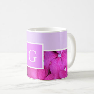 Monogram Bright Pink Floral Coffee Mug