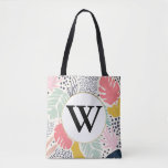Monogram Bright Summee Tropical Collage Pattern Tote Bag at Zazzle