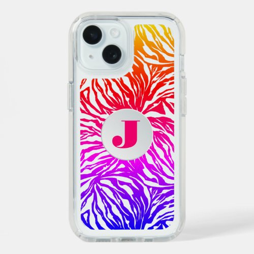 Monogram Bright Zebra Print Clear iPhone 15 Case