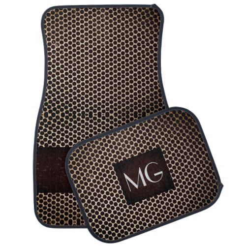 Monogram Bronze and White Metal and Leather Set of Car Floor Mat