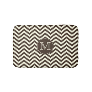 Monogram Brown and Cream Chevron Bath Mat