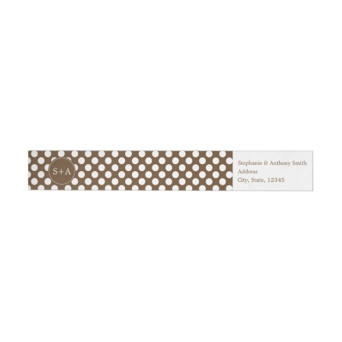 Monogram Brown and White Polka Dot Wedding Wrap Around Label