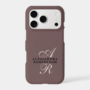 Monogram Brown Beige Black Minimalist Stylish Chic iPhone 17 Pro Case