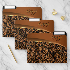 Monogram Brown, Black and Gold Leopard File Folder