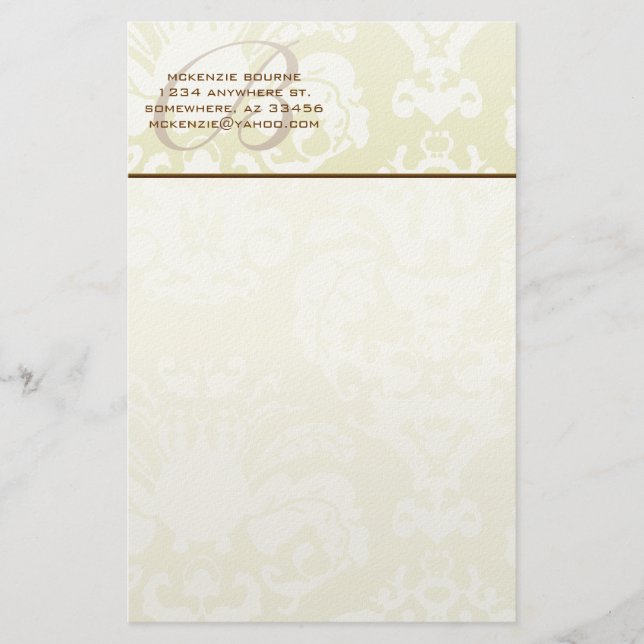 Monogram Brown & Creme Stationery (Front)