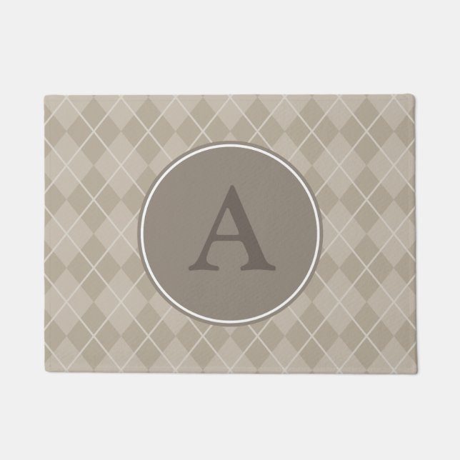 Monogram Brown Doormat Rug (Front)