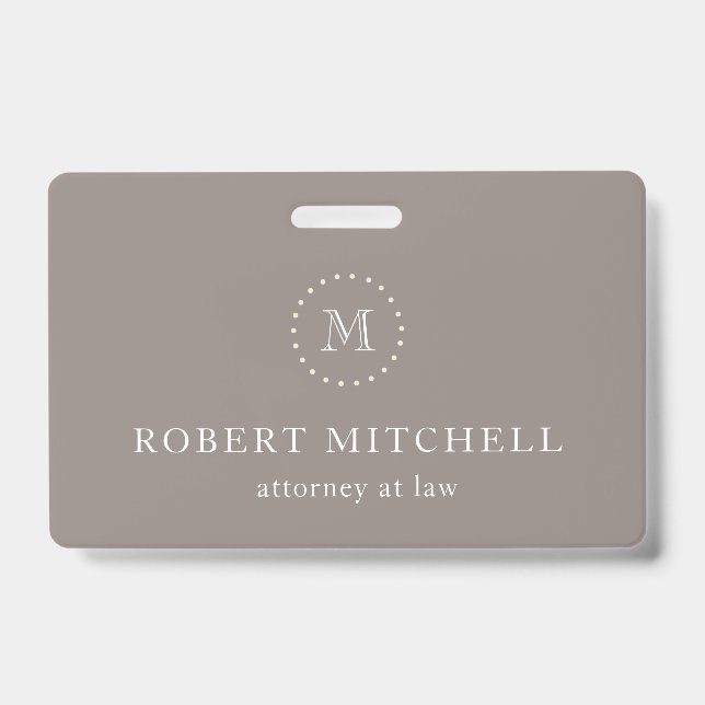 Monogram Brown Elegant Professional Badge (Front)