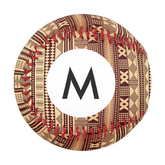 Monogram Brown ethnic texture Baseball (Front Left)