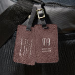 Monogram Brown Faux Leather Texture Luggage Tag<br><div class="desc">Monogram Brown Faux Leather Texture Print Luggage Tag</div>
