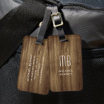 Monogram Brown Faux Wood Texture Luggage Tag<br><div class="desc">Monogram Brown Faux Wood Texture Print Luggage Tag.</div>