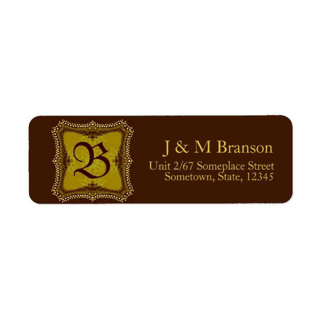 Monogram Brown + Gold Address Label (Front)