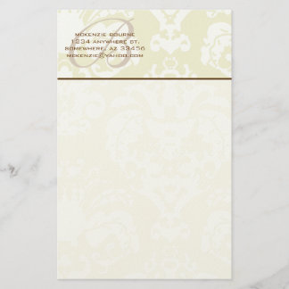 Monogram Brown Green & Creme Stationery