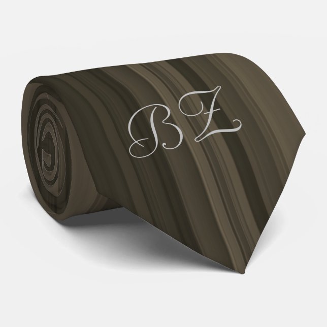 Monogram Brown Hues Pinstripe Neck Tie (Rolled)