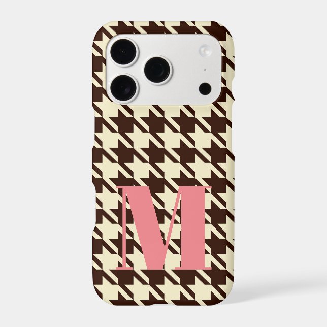 Monogram Brown Ivory Pepita Houndstooth Pattern    Iphone Case (Back)