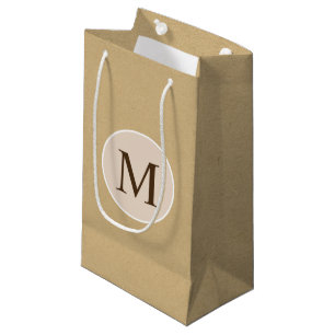 Monogram Brown Kraft Paper Texture Small Gift Bag