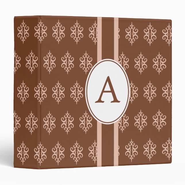 Monogram Brown Lace Scrapbook Binder Gift (Front/Spine)