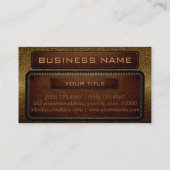 Monogram Brown Leather Look Business Card (Back)
