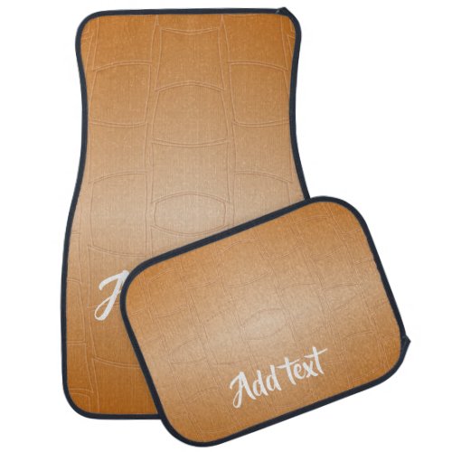 Monogram brown leather textured car floor mat