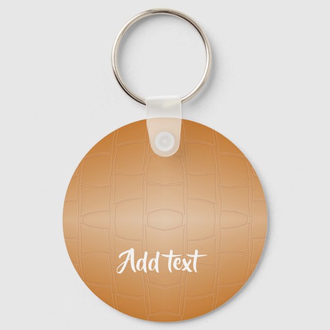 Monogram brown leather textured keychain (Front)
