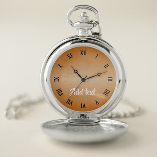 Monogram brown leather textured pocket watch