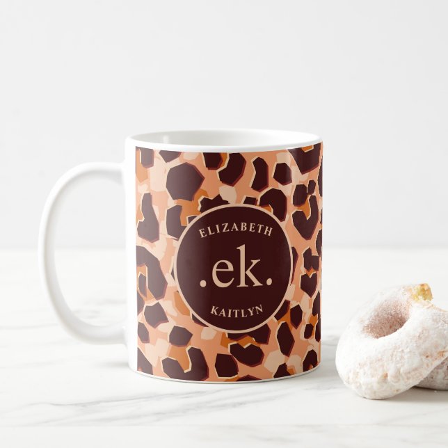  Monogram Brown Leopard Coffee Mug (With Donut)