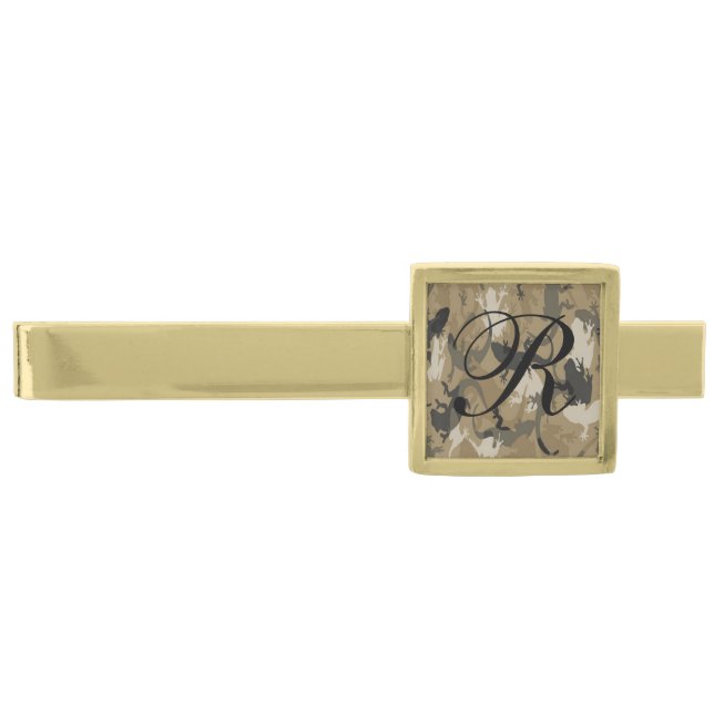 Monogram Brown Reptile Camouflage Tie Bar (Front)