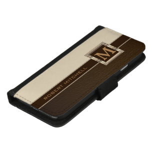 Monogram Brown Tan with Gold Accents iPhone 8/7 Wallet Case