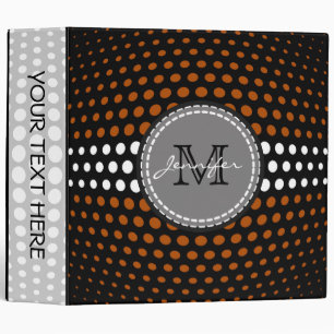 Monogram Brown & White Polka Dots Pattern 3 Ring Binder