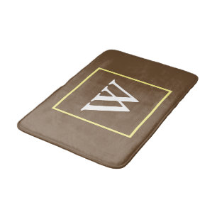 Monogram Brown Yellow White Bath Mat