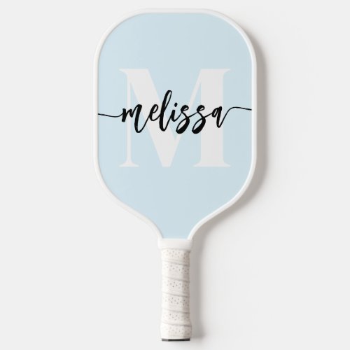 Monogram Brush Calligraphy Blue Pickleball Paddle