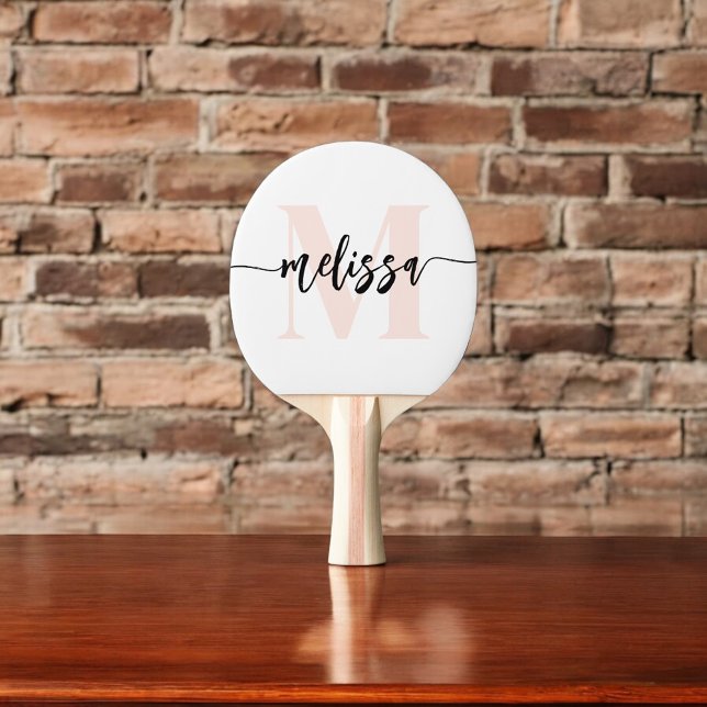 Monogram Brush Calligraphy Blush Pink Ping Pong Pa Paddle (Creator Uploaded)
