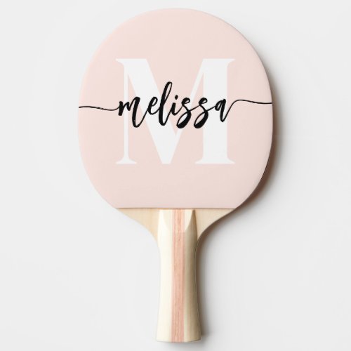 Monogram Brush Calligraphy Blush Pink Ping Pong Paddle