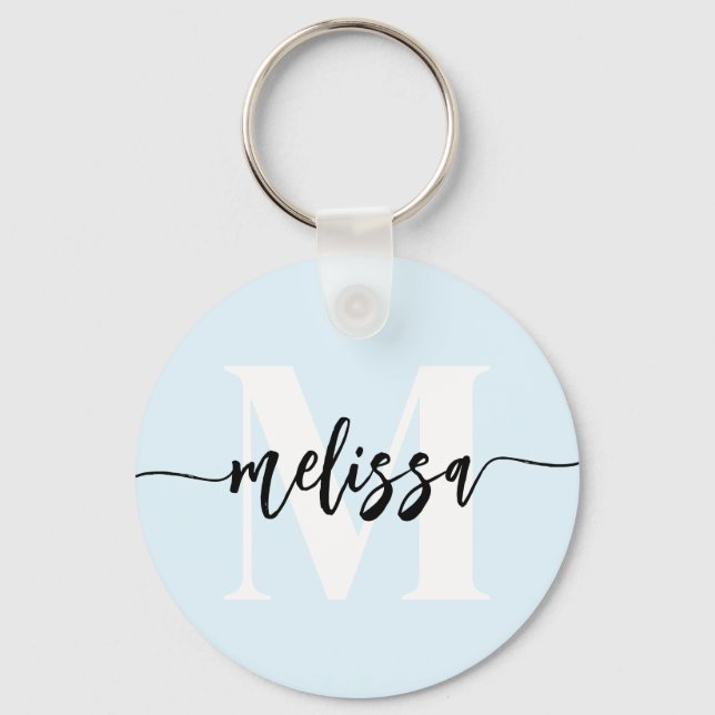 Monogram Brush Handwritten Blue Keychain (Front)