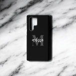 Monogram Brush Script Black Samsung Galaxy S22 Ultra Case<br><div class="desc">Bold serif monogram combined with brush handwritten calligraphy.</div>