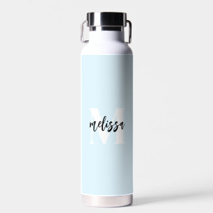 Monogram Brush Script Blue Water Bottle