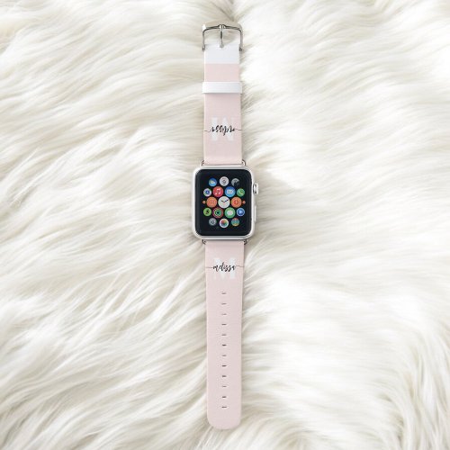 Monogram Brush Script Blush Pink Apple Watch Band