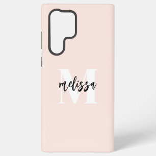 Monogram Brush Script Blush Pink Samsung Galaxy S22 Ultra Case