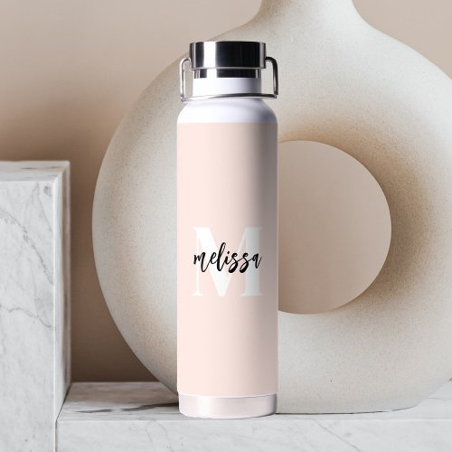 Monogram Brush Script Blush Pink Water Bottle