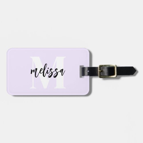 Monogram Brush Script Pastel Purple Luggage Tag